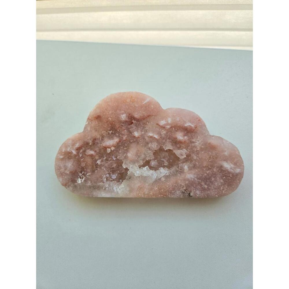 Druzy Pink Amethyst Cloud Carving with Stand